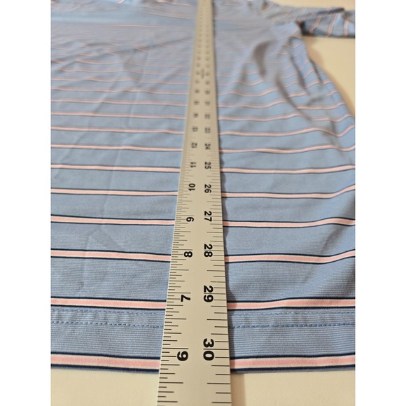 Turtleson Tour Performance Polo Golf Shirt Men's Medium Blue Striped - Picture 7 of 11